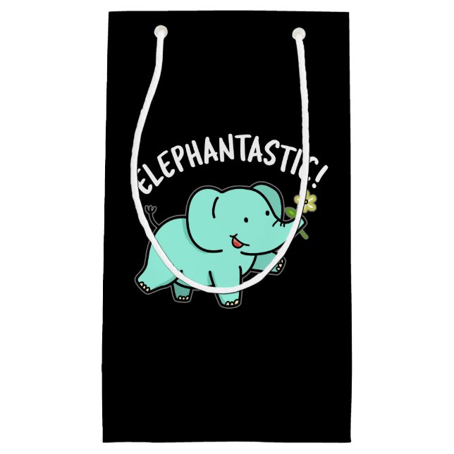 Elephantastisch Funny Elephant Pun Dark BG Kleine Geschenktüte (Vorderseite)