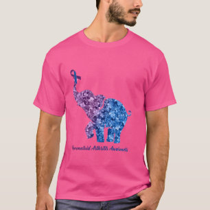 Elephantin mit Blume Rheumatoide Arthritis Awarene T-Shirt