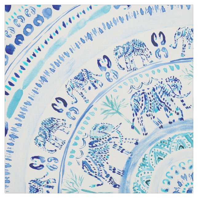 ELEPHANTING blaue Elefant Boho Mandala Stoff (Muster)