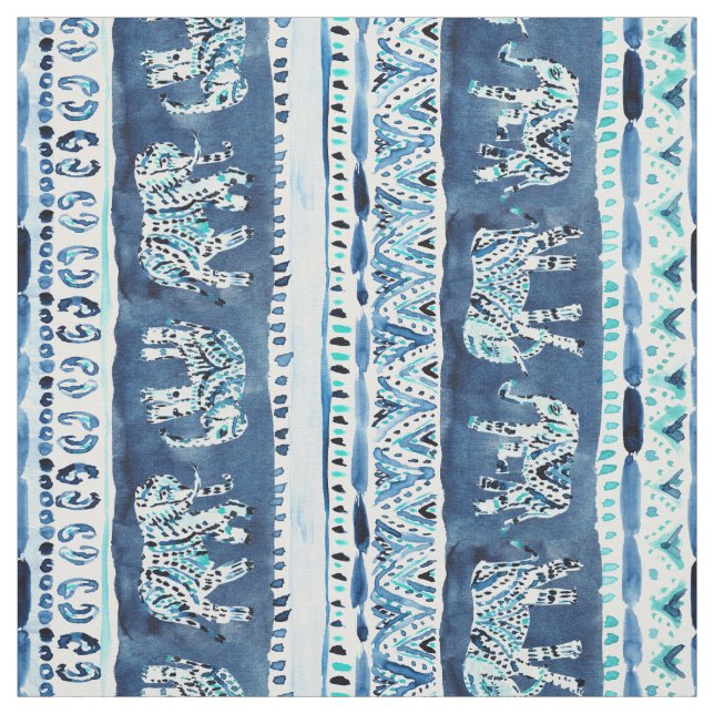 ELEPHANTING Indigo-Elefant Stammes- Stoff (Muster)