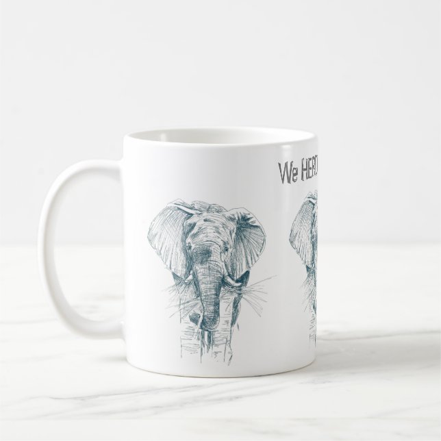 Elephantische schwarze Tinte zeichnend Funny Spric Kaffeetasse (Links)