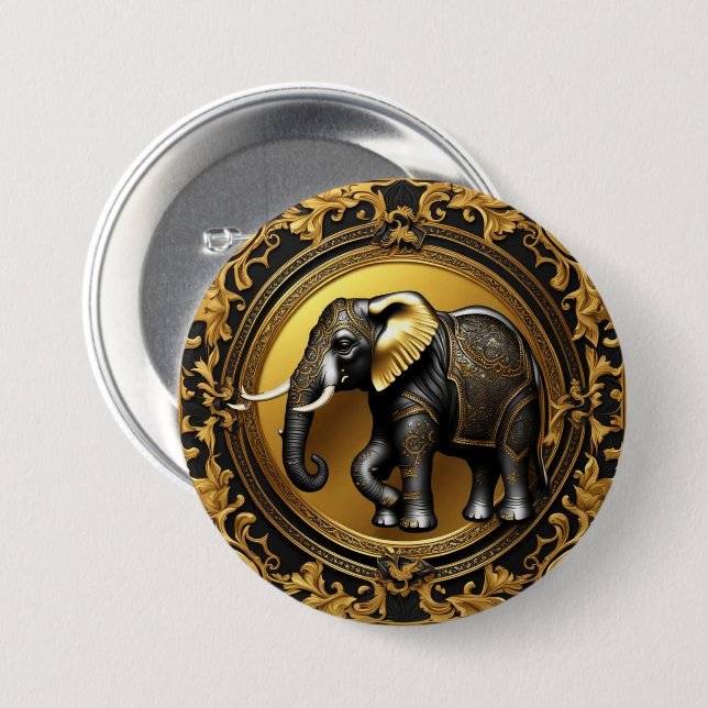 Elephantischer Goldschmuckrahmen Button (Vorne & Hinten)