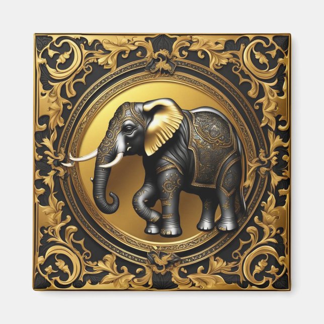 Elephantischer Goldschmuckrahmen Magnet (Vorne)