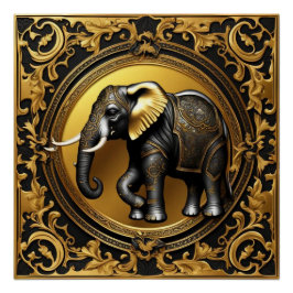 Elephantischer Goldschmuckrahmen Poster