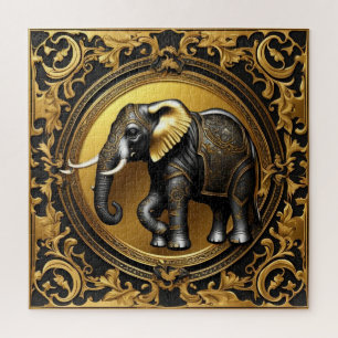 Elephantischer Goldschmuckrahmen Puzzle