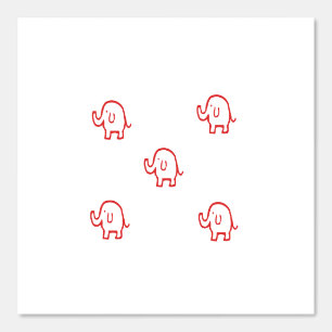 Elephants Baby Animal Patterns Cute Red White Wild Tapete