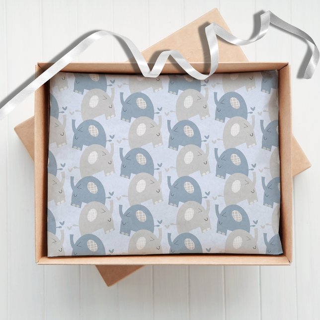 Elephants Baby Shower Dusty Blue Crafts Seidenpapier (Von Creator hochgeladen)