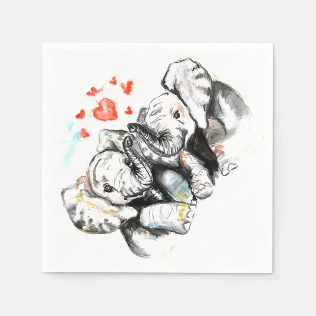 Elephants Couple Liebe Napkins - individuell anpas Serviette (Vorderseite)