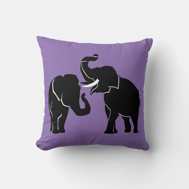 Elephants Couple Throw Kissen - Custom Colors (Vorderseite)