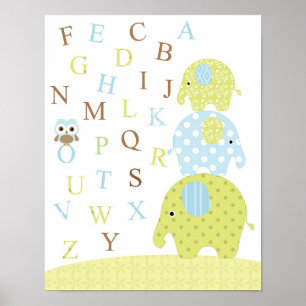 Elephants Eule-Alphabet-Poster Poster