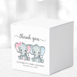 Elephants Girl Boy Twins Baby Dusche Vielen Dank Geschenkschachtel