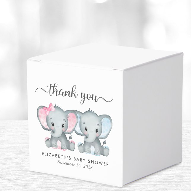 Elephants Girl Boy Twins Baby Dusche Vielen Dank Geschenkschachtel (Von Creator hochgeladen)
