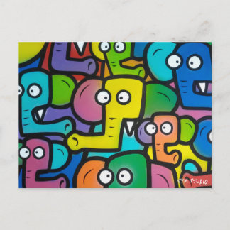 ELEPHANTS GRAFFITI Postcard Postkarte
