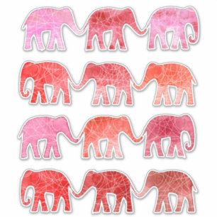 Elephants Pachyderm Wassercolor Aufkleber