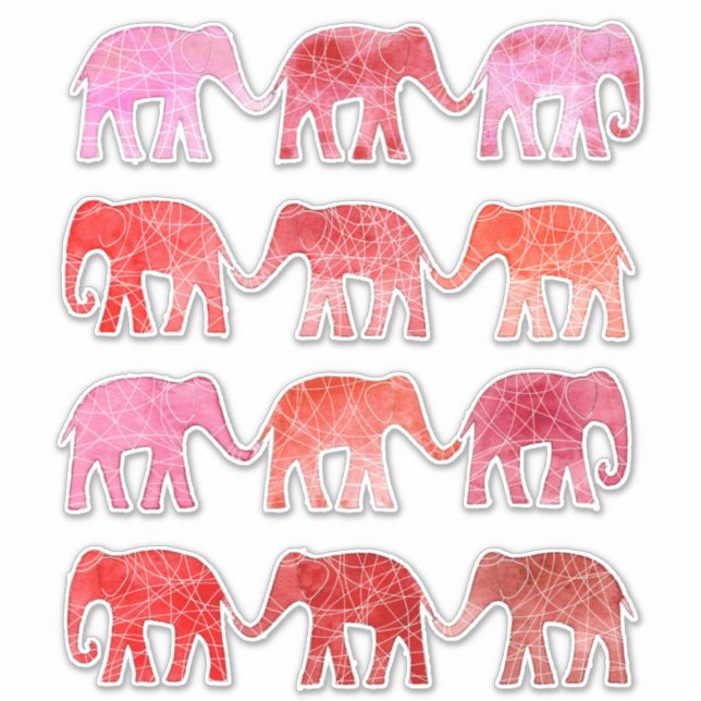 Elephants Pachyderm Wassercolor Aufkleber (Vorderseite)