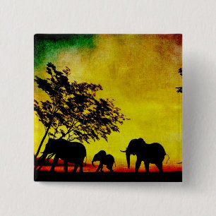Elephants Sunset Button