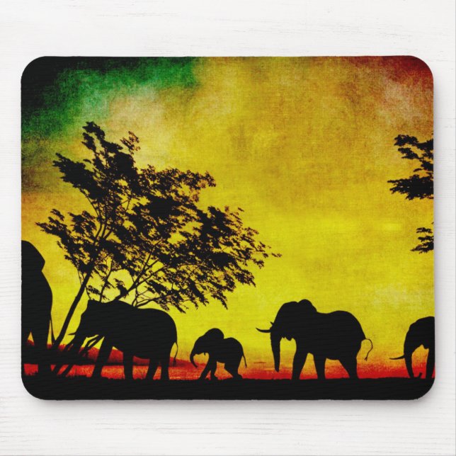 Elephants Sunset Mousepad (Vorne)