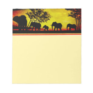 Elephants Sunset Notizblock