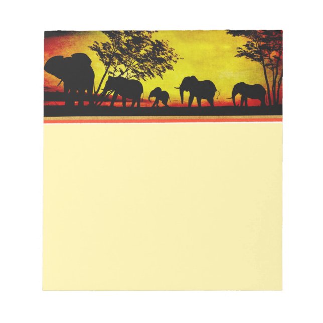 Elephants Sunset Notizblock (Vorderseite)