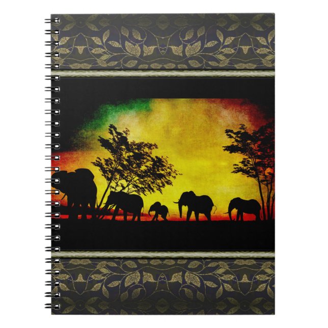 Elephants Sunset Notizblock (Vorderseite)