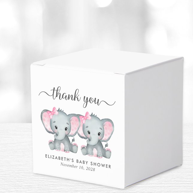 Elephants Twin Girls Babydusche Danke Geschenkschachtel (Von Creator hochgeladen)