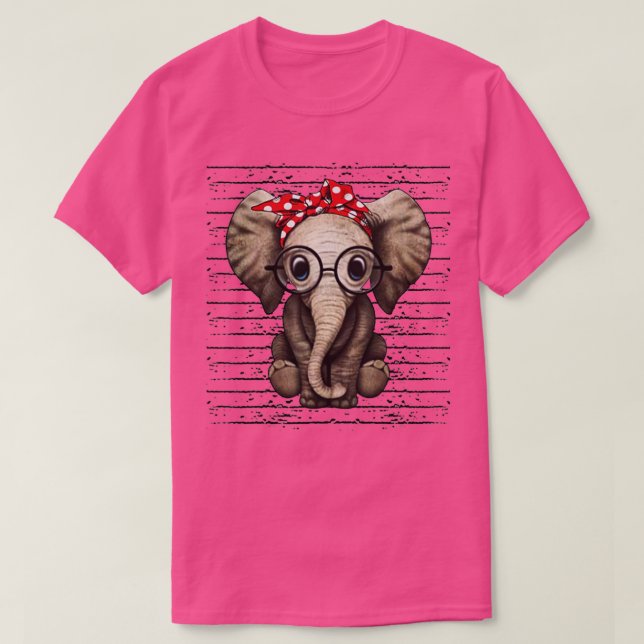 Elephants with bandana headband and glasses  T-Shirt (Design vorne)