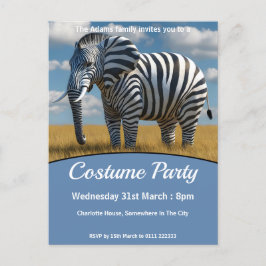 Elephant's Zebra Disguise Costume Party Einladungspostkarte