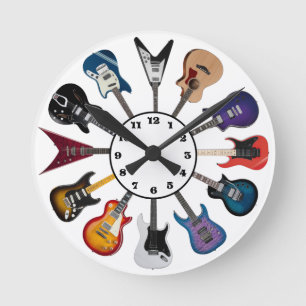 Eletro-Gitarre Kreis Weiß Runde Wanduhr