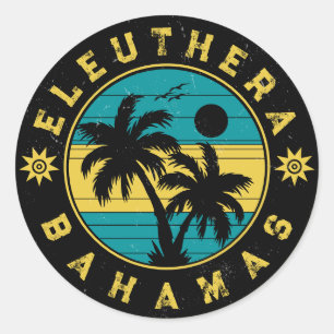 Eleuthera Insel Bahamas Palmenbaum Souvenirs Runder Aufkleber