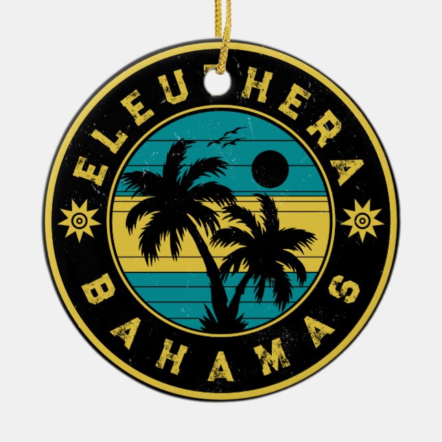 Eleuthera Island Bahamas Palm Tree Souvenirs Keramik Ornament (Vorne)
