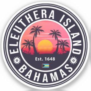 Eleuthera Island Bahamas Retro Sunset Souvenirs Aufkleber