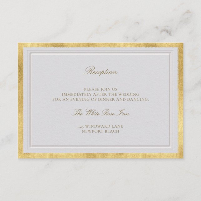 Elevated Ivory Gold Wedding Formal Reception Begleitkarte (Vorderseite)