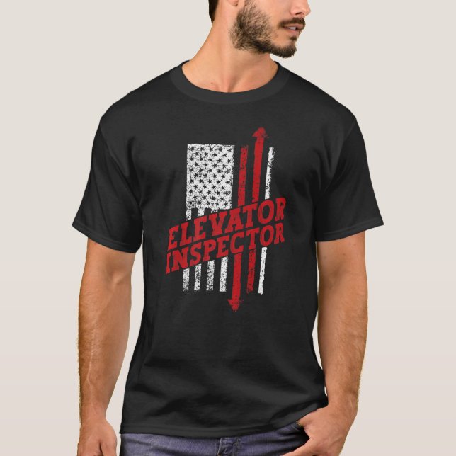 Elevator Inspector Technician US American Flag Dis T-Shirt (Vorderseite)