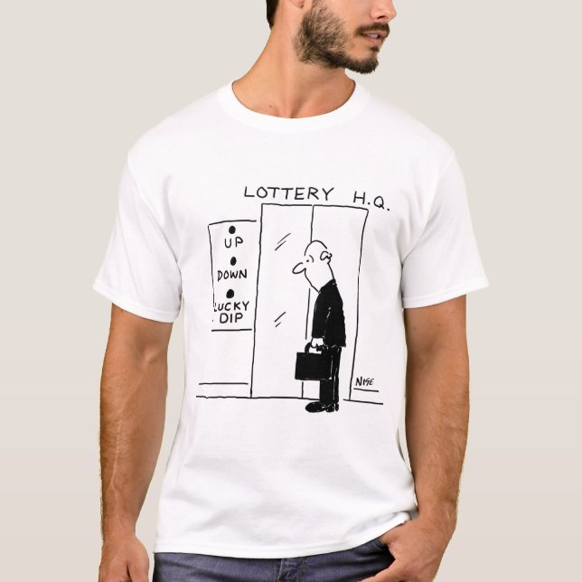 Elevator or Lift in a Lottery Headquarters Cartoon T-Shirt (Vorderseite)