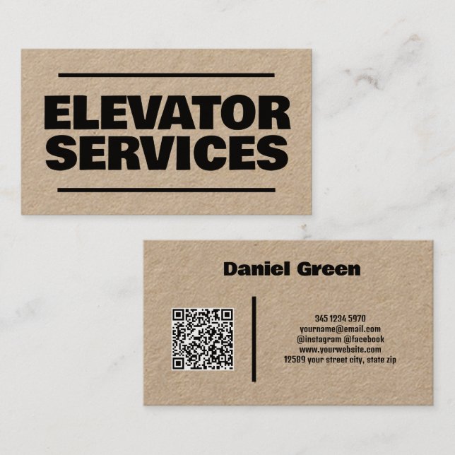 Elevator QR Kraft Visitenkarte (Vorne/Hinten)