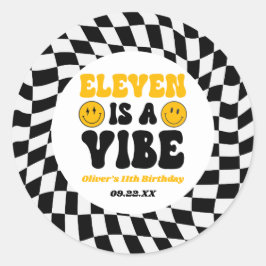 Eleven Is A Vibe Retro 11. Geburtstagsfeier Runder Aufkleber