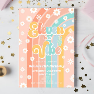Eleven ist eine Vibe Rainbow Daisy 11. Geburtstags Einladung