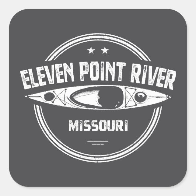 Eleven Point River Missouri Kayaking Quadratischer Aufkleber (Vorderseite)