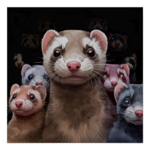 Eleven Stoic Ferrets Poster Wine Art