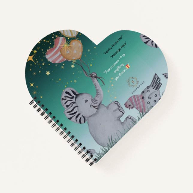 'Eleze' - Elephant Boganhues Print Spiral Notebook Notizbuch (Vorderseite)