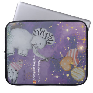 "Eleze Elephant & Polka Hen" Boganhues Print Laptopschutzhülle