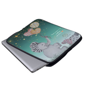 "Eleze Elephant & Polka Hen" Boganhues Print Laptopschutzhülle