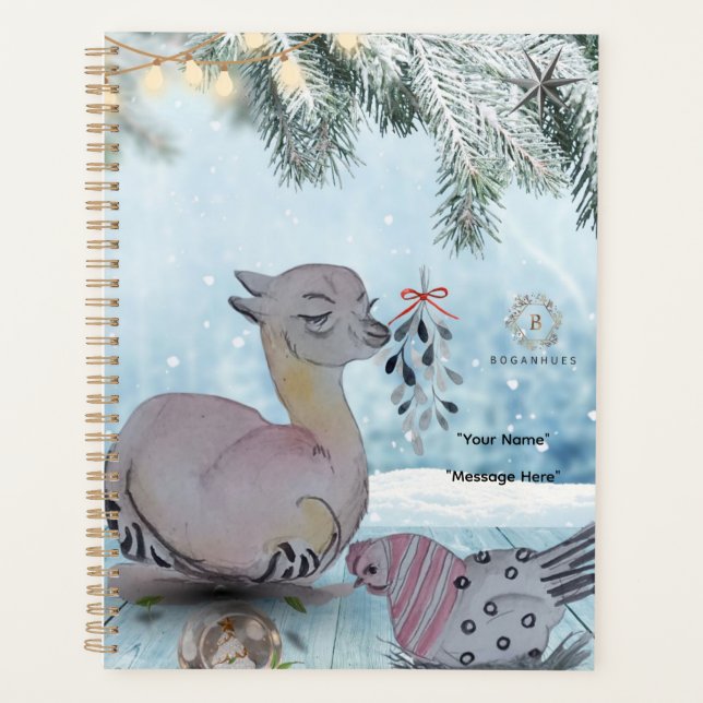 "Eleze style Lama with Polka Hen" Boganhuabdeckung Planer (Vorderseite)