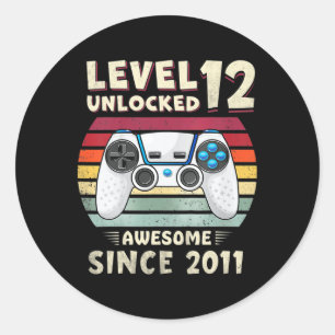 Elf 11-jähriger Geburtstag Junge Lustiger Gamer 11 Runder Aufkleber