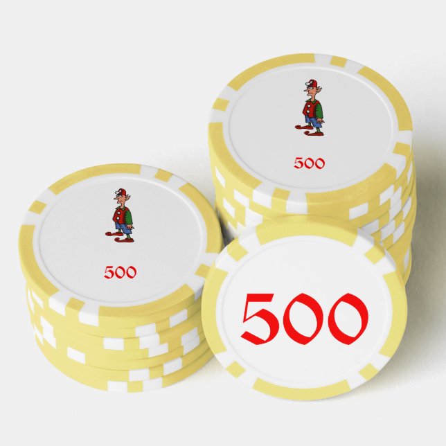 Elf Achtung gelber 500 gestreifter Poker-Chip Pokerchips (Stapel)