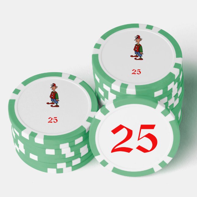 Elf Achtung, grüner 25 gestreifter Poker-Chip Pokerchips (Stapel)