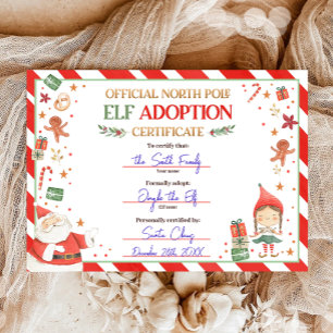 Elf-Adoption-Zertifikat Adoptierte ein Elf Weihnac Einladung