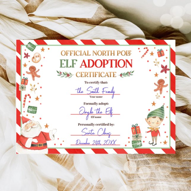 Elf-Adoption-Zertifikat Adoptierte ein Elf Weihnac Einladung (Von Creator hochgeladen)