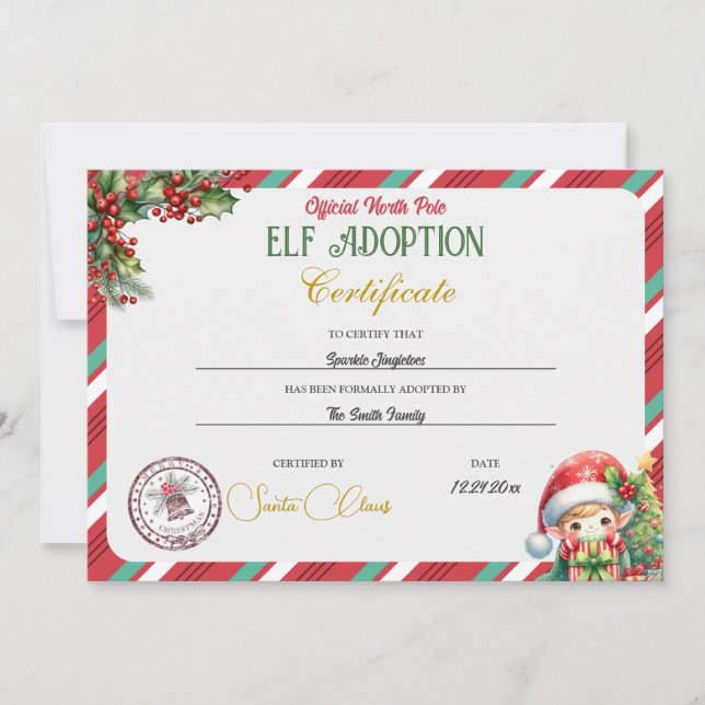 Elf-Adoptionsurkunde Einladung (Vorderseite)