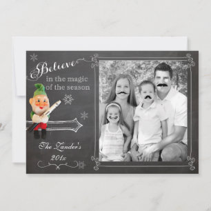 Elf am Shelf Mustache Holiday Foto Card Feiertagskarte